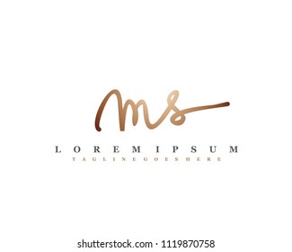 Initial M S signature logo, letter logo with copper color.