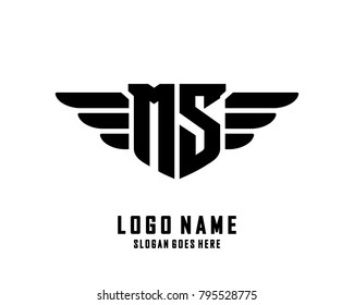 Initial M & S wing logo template vector