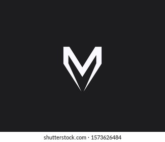 initial M sharp edge bold logo design 