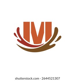 Initial M splash water simple creative logo design template