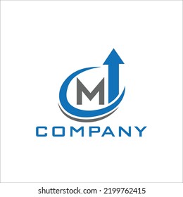 M inicial con logotipo financiero de marketing estadístico