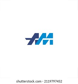 initial of A M strip line crossing design logo