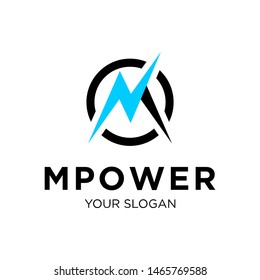 Initial M with thunder / flash / lightning logo design template