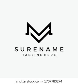 Ilustración del icono del logotipo inicial M V Industrial and Construction
