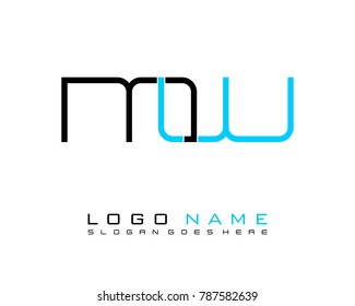 Initial M & W minimalist logo template vector