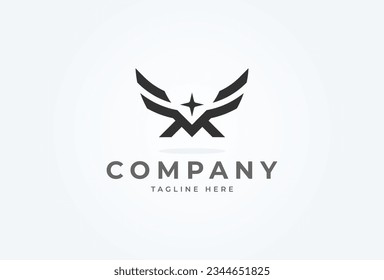 Initial M Wing logo, modern  letter M with Wings design logo, vector illustration