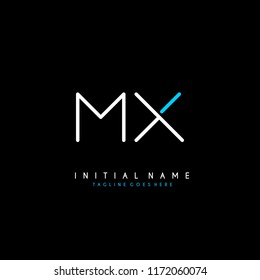 Initial M X minimalist modern logo identity vector