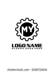 Initial M & Y gear logo template vector