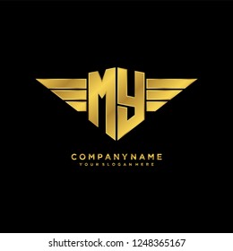 Initial M Y wing logo template vector