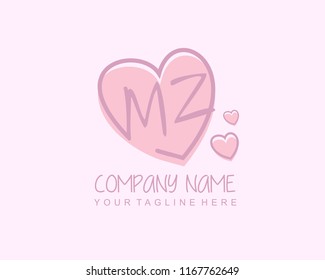 Initial M Z with love logo template vector