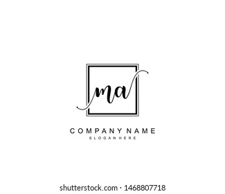 Initial MA beauty monogram and elegant logo design, handwriting logo of initial signature, wedding, fashion, floral and botanical with creative template.