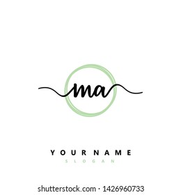 Initial MA handwriting logo template vector