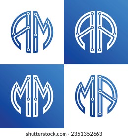 Initial AM MA Letter Logo Creative Typography Vector Template. Digital Abstract Letter Logo Design

