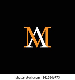 Initial MA AM letter logo design in black background