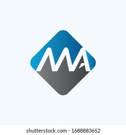 Plantilla vectorial de diseño del logotipo de la carta MA inicial. Diseño del logotipo de la carta abstracta MA