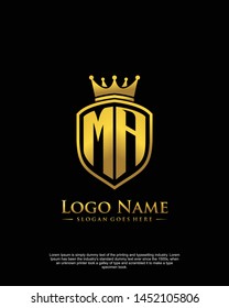 initial MA letter with shield style logo template vector