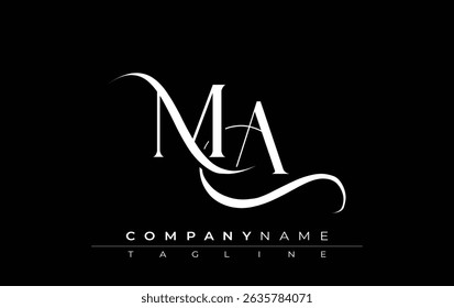Initial MA Logo Design Vector. Elegant Monogram Logo Design with Decorative Elements and Typography