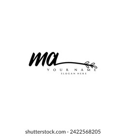 Initial MA logo handwriting floral typography ornament