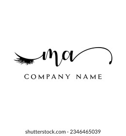 initial MA Logo lash logo eyelash vector modern symbols makeup