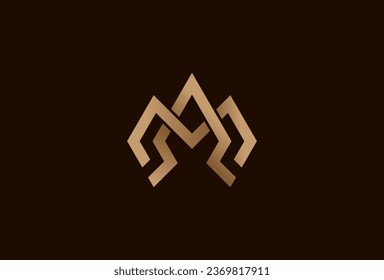 initial AM or MA logo. monogram logo design combination of letters A and M in gold color forming a crown. usable for brand and business logos. flat design logo template element. vector illustration