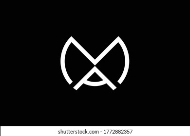 Initial MA AM modern monogram and elegant logo design, Professional Letters Vector Icon Logo on black background.