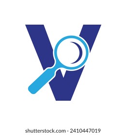 Initial Magnifying Logo combine with letter V vector template