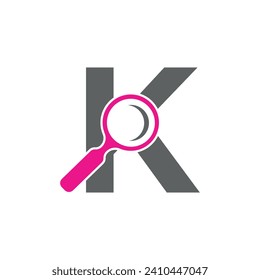 Initial Magnifying Logo combine with letter K vector template
