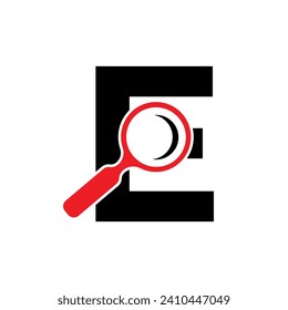 Initial Magnifying Logo combine with letter E vector template