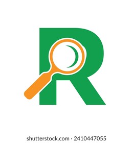Initial Magnifying Logo combine with letter R vector template