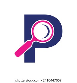 Logotipo de ampliación inicial combinado con la plantilla de vector de letra P