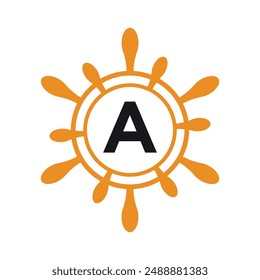 Initial marine Logo combine with letter A vector template