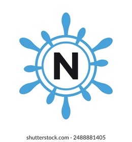 Initial marine Logo combine with letter N vector template