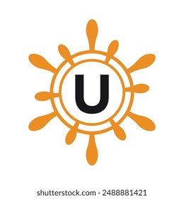 Initial marine Logo combine with letter U vector template