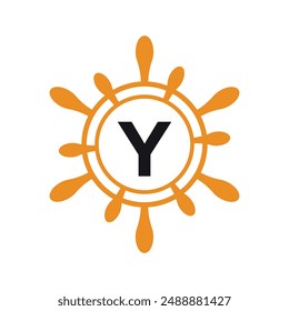 Initial marine Logo combine with letter Y vector template