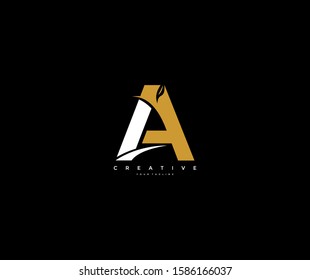 Initial A Mark Monogram Gold White Logotype