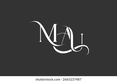 Design inicial do logotipo da letra MAU. Elegante Monograma Logo Design com elementos decorativos e tipografia