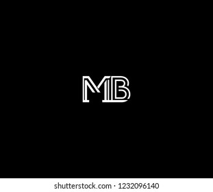 Initial MB Letter Linked Stylish Linear Monogram Modern Creative Logotype