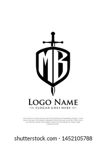 initial MB letter with shield style logo template vector