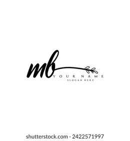 Initial MB logo handwriting floral typography ornament