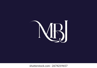 Diseño inicial del logotipo de la letra MBJ. Diseño elegante del logotipo del monograma con los Elementos decorativos y la tipografía