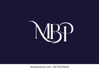 Diseño inicial del logotipo de la letra MBP. Diseño elegante del logotipo del monograma con los Elementos decorativos y la tipografía