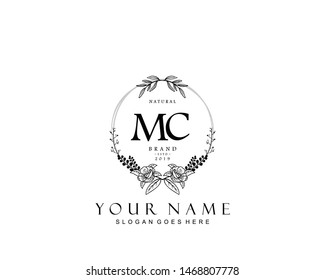 Initial MC beauty monogram and elegant logo design, handwriting logo of initial signature, wedding, fashion, floral and botanical with creative template.