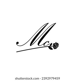 Ornamento de tipografía de flores de escritura MC inicial moderno