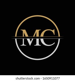 Initial MC letter Logo Design vector Template. Gold and Silver Letter MC logo Design