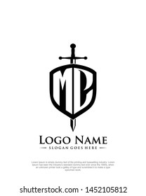 initial MC letter with shield style logo template vector
