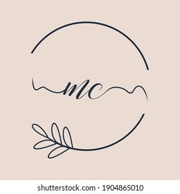 Initial MC logo Handwriting floral and botanical vector