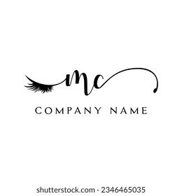 initial MC Logo lash logo eyelash vector modern symbols makeup