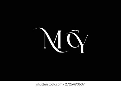Diseño inicial del logotipo de la carta creativa de MCY. Diseño elegante del logotipo del monograma con los Elementos decorativos y la tipografía