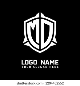 Initial MD abstract shield logo template vector