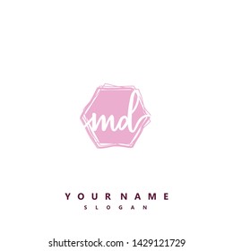 Initial MD handwriting logo template vector